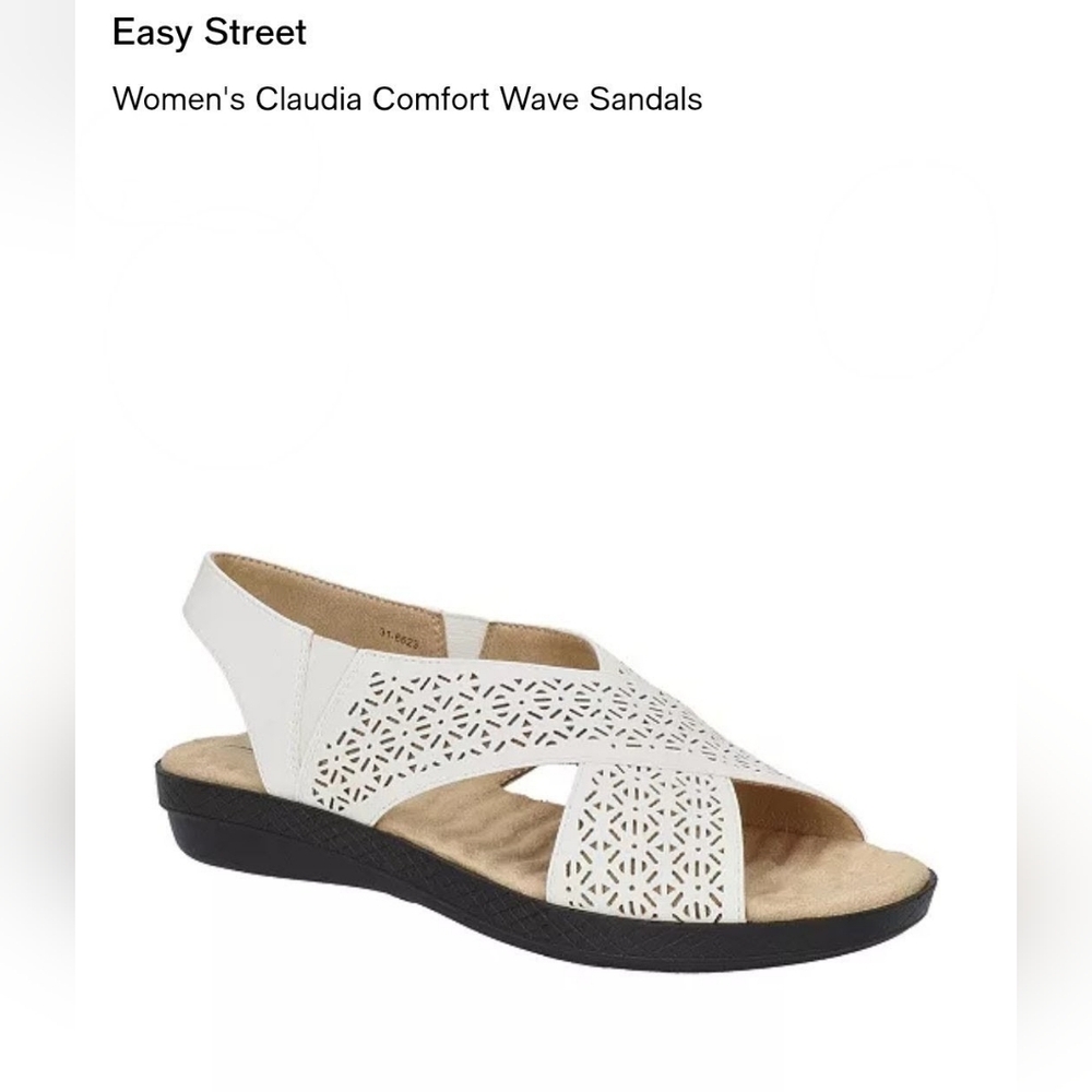 Easy Street
Women's Claudia Comfort Wave WHITE Sandals Size 8 Wide NIB